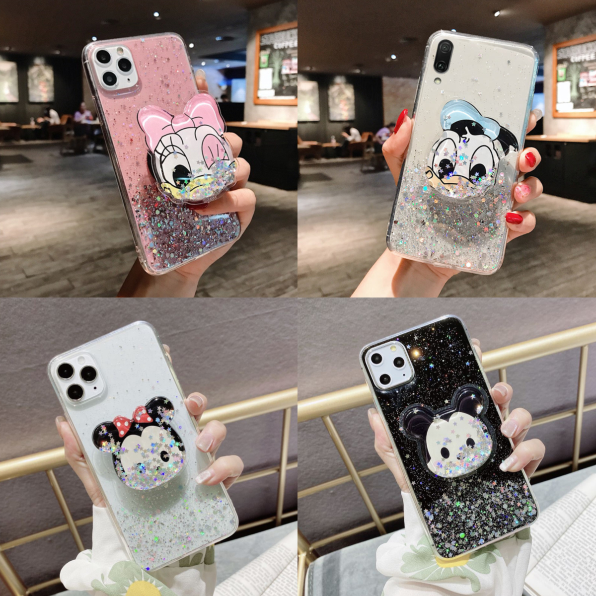 Ốp điện thoại mềm hình chú vịt Donald đính hạt kim tuyến lung linh cho iPhone 5 5s SE 2020 6 6s 7 8 6+ 6s+ 7+ 8+ Xs X