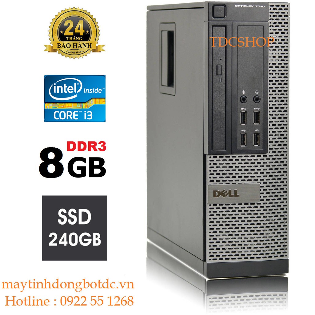 Case máy tính đồng bộ DELL Optiplex 7010 core i3 3220, ram 8gb, ổ cứng SSD 240gb