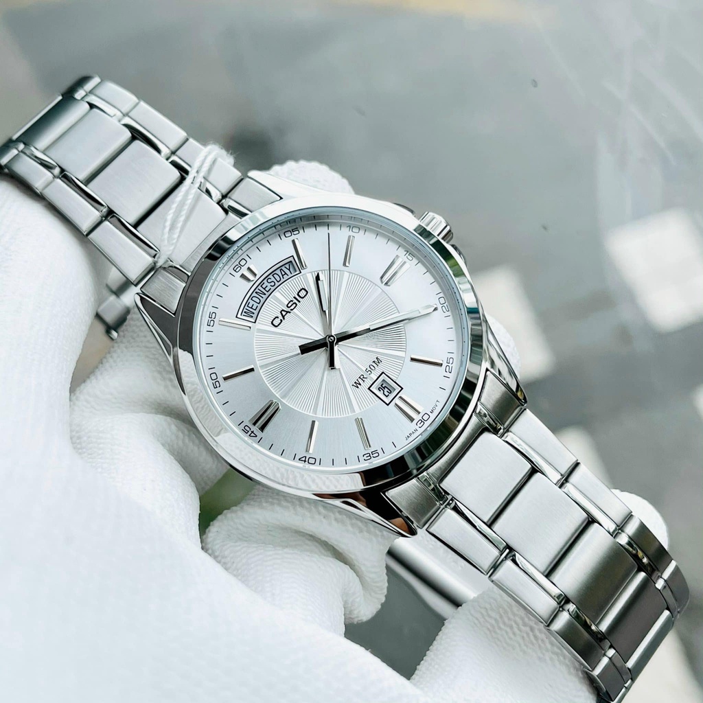 Đồng hồ nam dây thép Casio MTP 1381D-7AV mặt trắng chống nước 5ATM size 39mm Bảo hành 1 năm Hyma watch