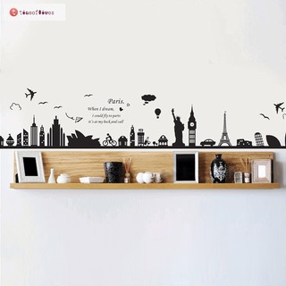 Giấy dán tường in hình các tòa nhà dễ dàng tháo gỡ trang trí nhà cửa
