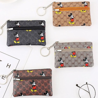 Ví móc khóa mini đựng tiền, thẻ ATM họa tiết chuột Mickey phong cách Vintage 12x8cm
