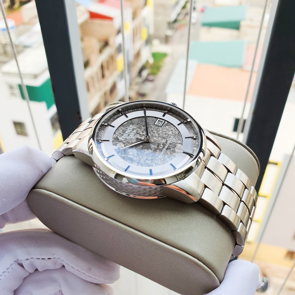 Đồng hồ Nam chính hãng Tissot 1853 Luxury Powermatic 80 T086.407.11.061.10 Size 41,Lịch ngày-Máy cơ tự động-Dây kim loại