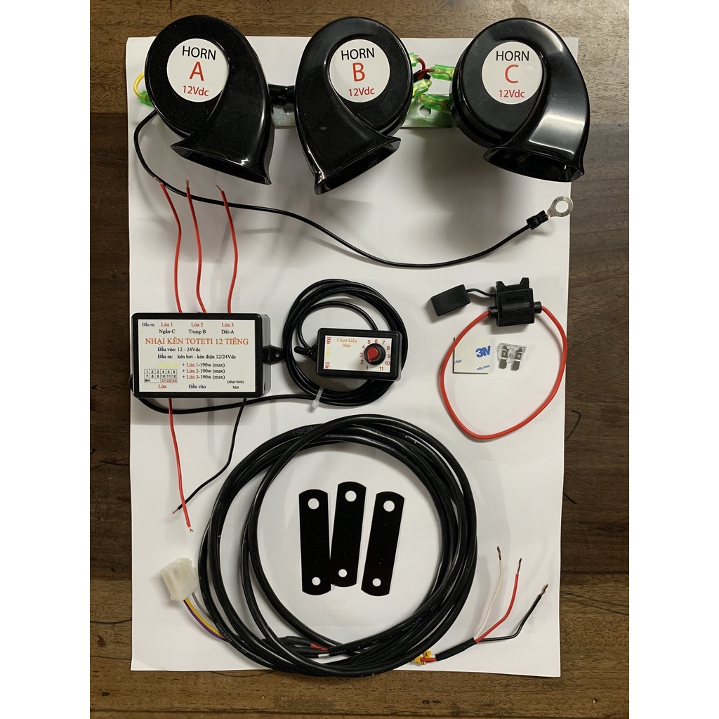 NHẠI KÈN MUSIC 3LOA + NHẠI 12 TIẾNG BABYSHARK - TOTETI DÙNG ĐIỆN 12 - 24Vdc Ô TÔ - XE MÁY