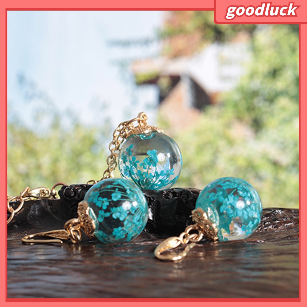 Bộ Vòng cổ + Bông Tai Thời Trang Đính Hoa Khô Cho Nữ