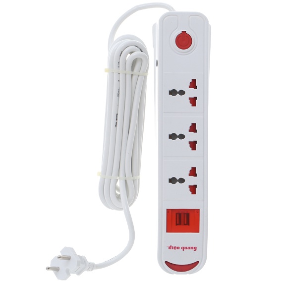 Ổ cắm Điện Quang 3 lỗ 3 chấu ĐQESK2W DBW103USB - bảo hành 12 tháng, điện áp 250V