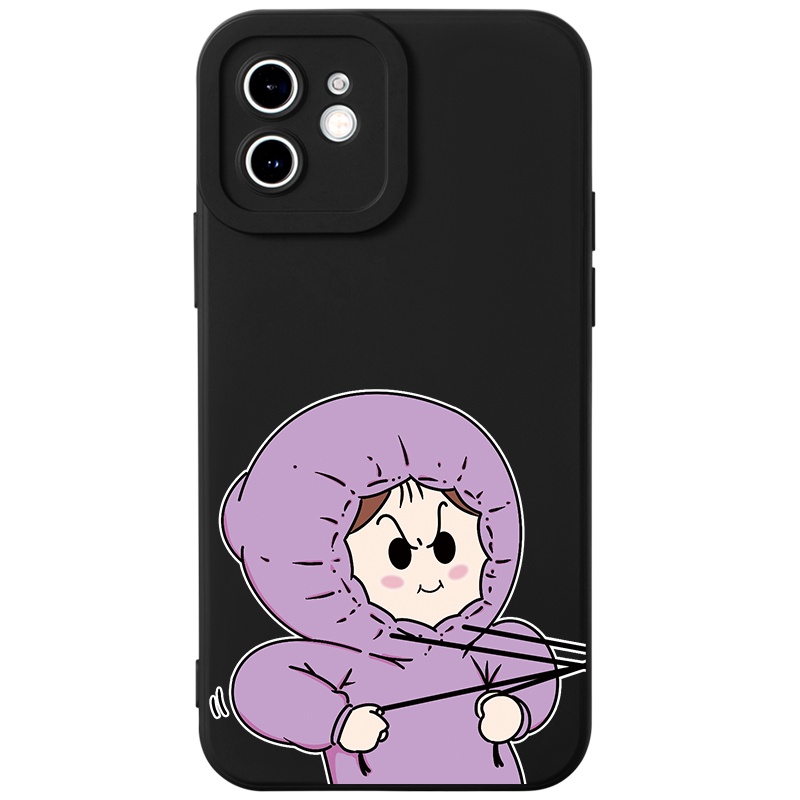 Ốp lưng JURSUE hoạt hình cặp đôi dễ thương đẹp đen Cho iPhone 14 13 12 11 Pro Max SE 2020 X XR XS 8 7 ip 6S 6 Plus Y2244