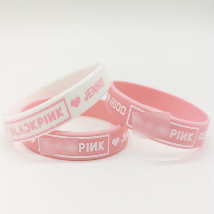 Vòng tay silicon Blackpink Lisa Jisoo Jennie Rose lắc tay cao su dễ thương trắng hồng