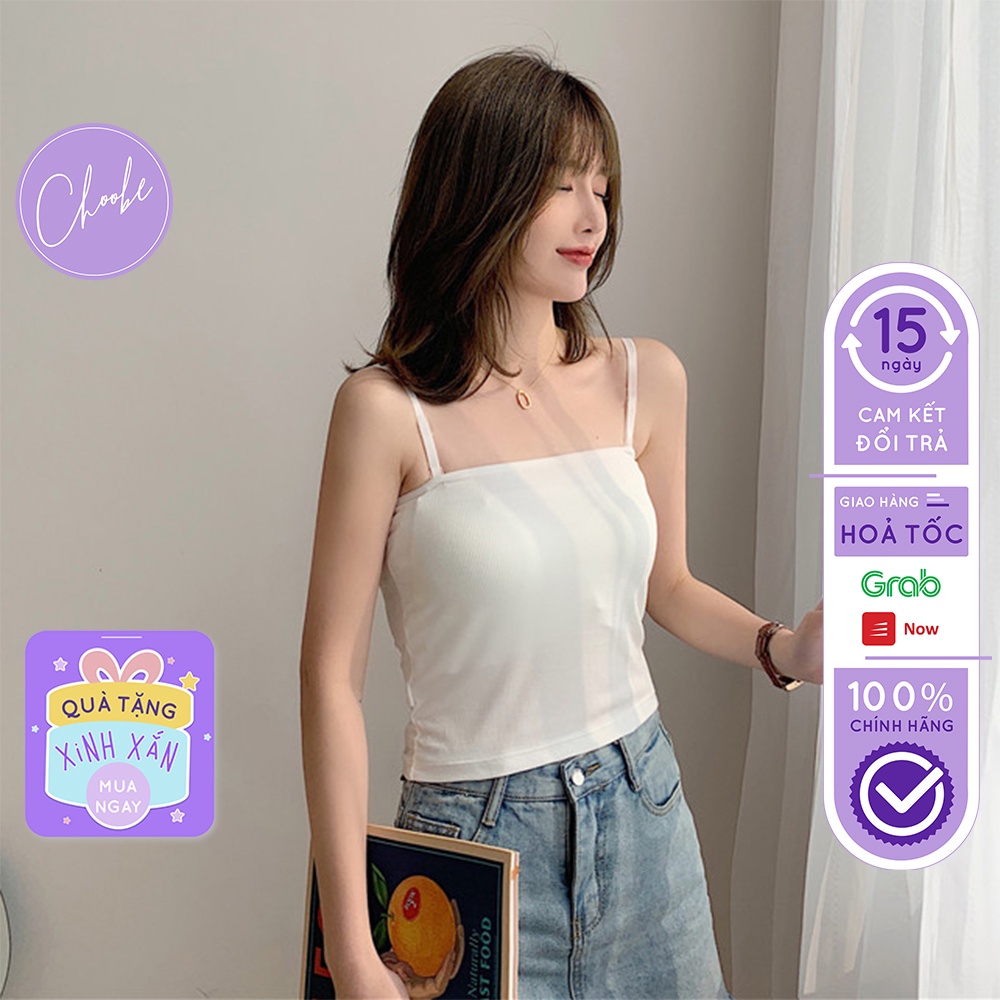 Áo croptop hai dây nữ Choobe không đệm dáng ôm vải cotton co giãn tốt có chốt điều chỉnh - A11