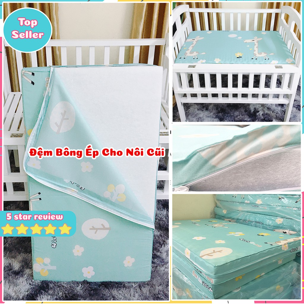 Nệm Cũi Trẻ Em KIDSSUN Nệm Nôi Cũi Cho Bé Đệm Trứng Mát Xa Cho Bé Chất Liệu Bông Ép Cao Cấp Giúp Cho Hệ Xương Phát Triển