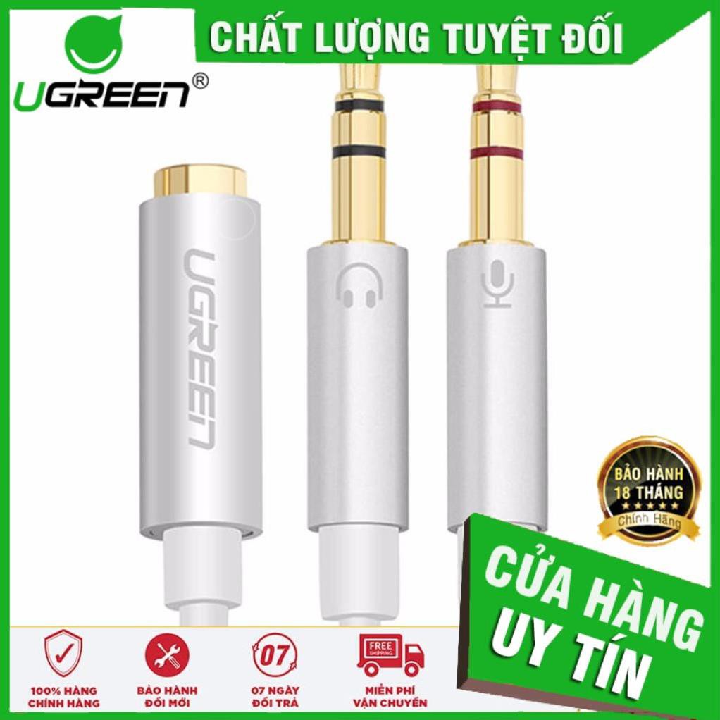 UGREEN 10790 - Dây chuyển tai nghe 3.5mm sang 2 đầu Mic và Loa  dài  20cm chính hãng