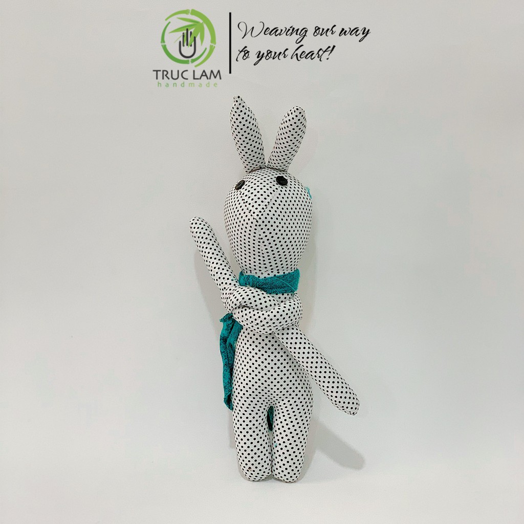 Đồ Chơi Cho Bé Thú Nhồi Bông Hình Con Thỏ Buộc Nơ Vải Hoa Bông Gòn Cao Cấp T1 – Trúc Lâm Handmade