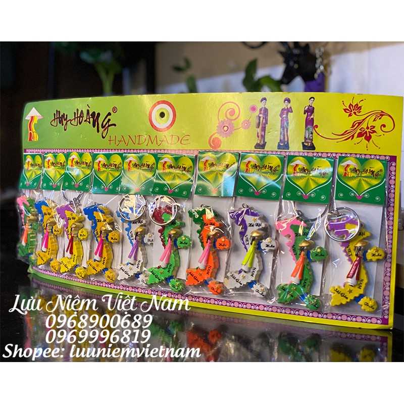 Bộ vỉ 10 móc khóa mô hình việt nam - 7cm