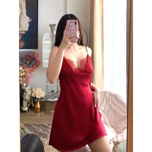 Set Đồ Ngủ, Váy Ngủ Lụa Kèm Áo Choàng Phối Ren Siêu Mềm Mịn Và Mát Cho Nữ Có Tặng Kèm Mút Ngực | BigBuy360 - bigbuy360.vn