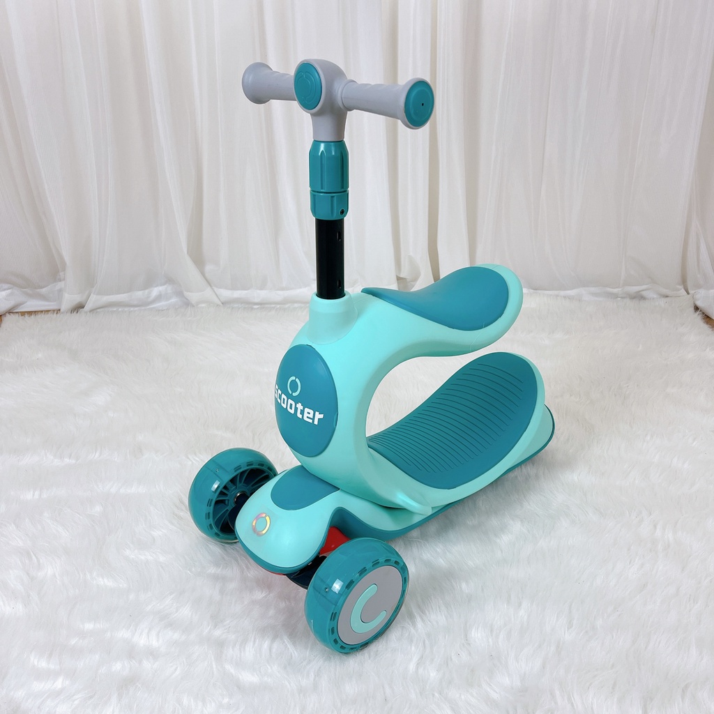 Xe trượt scooter 3 bánh  𝑭𝒓𝒆𝒆𝒔𝒉𝒊𝒑  Xe Scooter cho bé 808, Xe Trượt Cho Bé Bánh Có Đèn 3 in 1 Màu Xanh