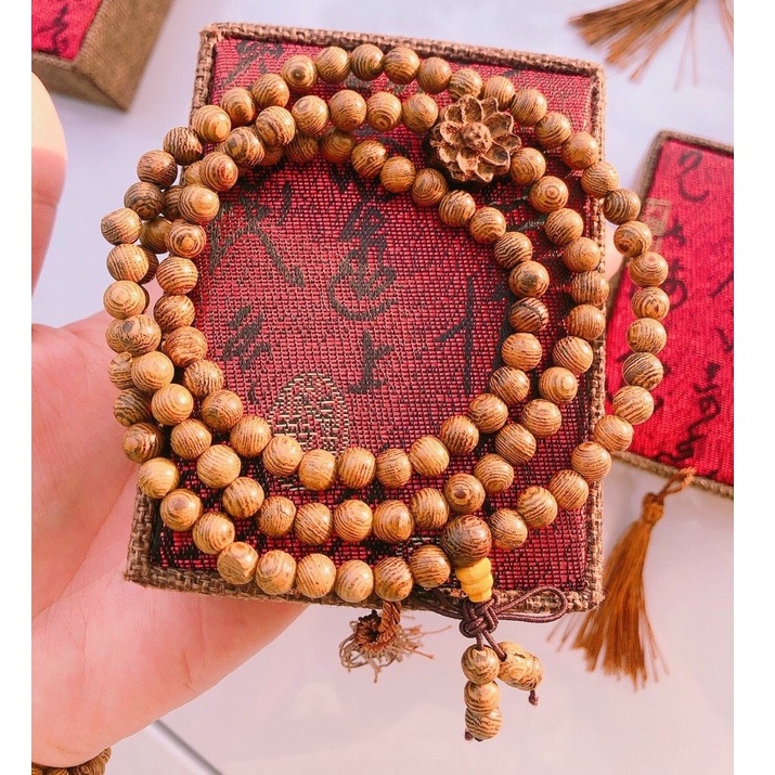 Vòng Tay Trầm Hương Chuỗi 108 Hạt Trầm Hương Mix Chamr Sen Vòng Tay Nam Nữ
