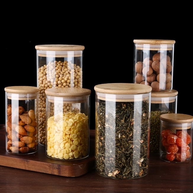 [VIDEO THẬT] Hũ tròn, Bình Thuỷ Tinh Nắp Gỗ, Lọ Đựng Gia Vị, Đồ Khô Kín Nước, Chống Ẩm, Dung Tích 260 - 1200ml | BigBuy360 - bigbuy360.vn