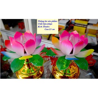 Bộ đèn bàn thờ hoa sen HS-01 đế vàng (nhỏ)
