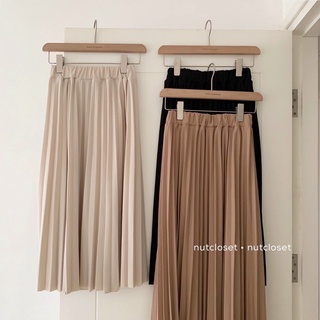 Chân váy xếp ly chất mềm dày dặn bảng màu vintage cạp chun