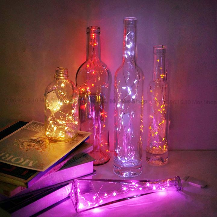 Dây đèn led trang trí dùng pin nhiều (màu trắng, vàng, lá, dương, hồng, bảy màu) Mos Shop