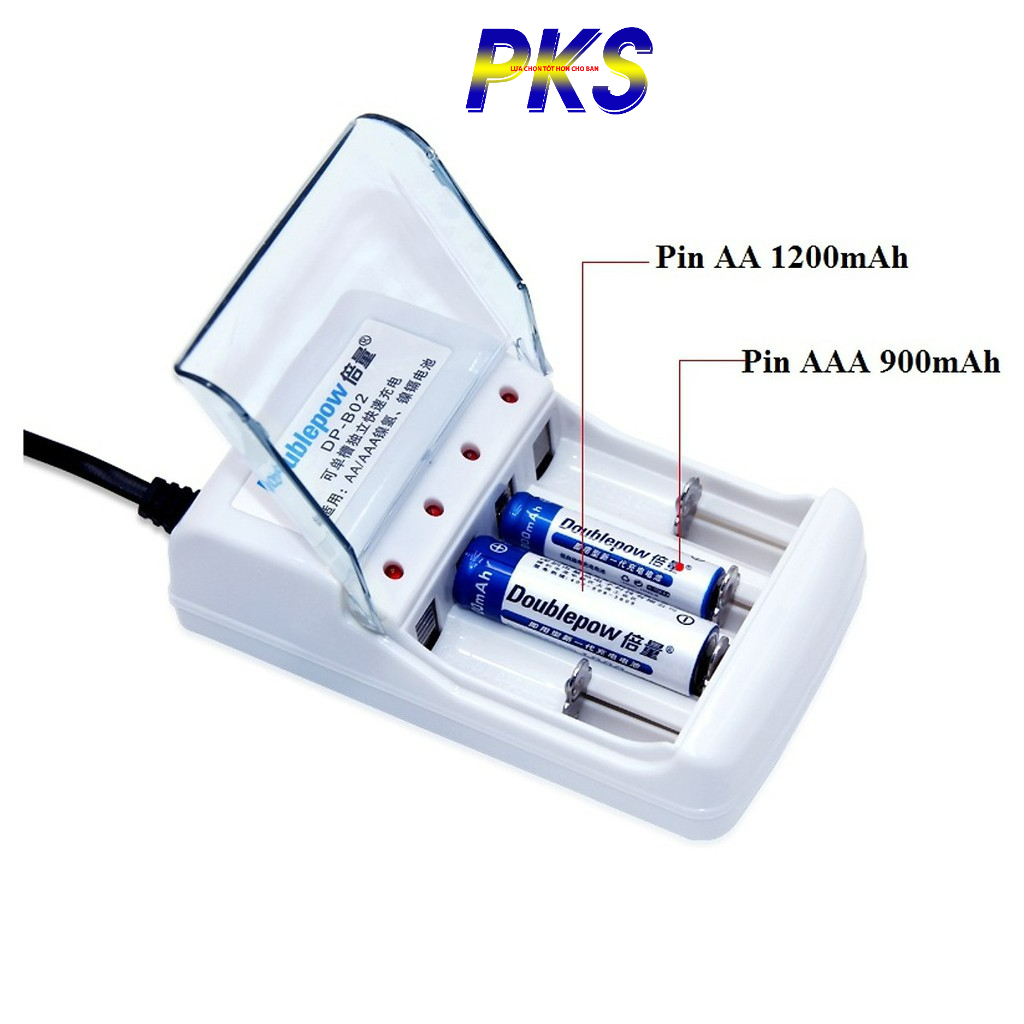 Bộ Sạc Pin Cho Pin Tiểu Sạc AA và AAA Doublepow Cao Cấp DP B02