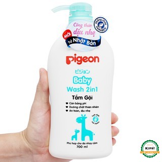 ⚡️ Sữa Tắm Gội Dịu Nhẹ Pigeon 700ml 2in1 Hoa Hướng Dương (Vàng) / Jojoba (Xanh)