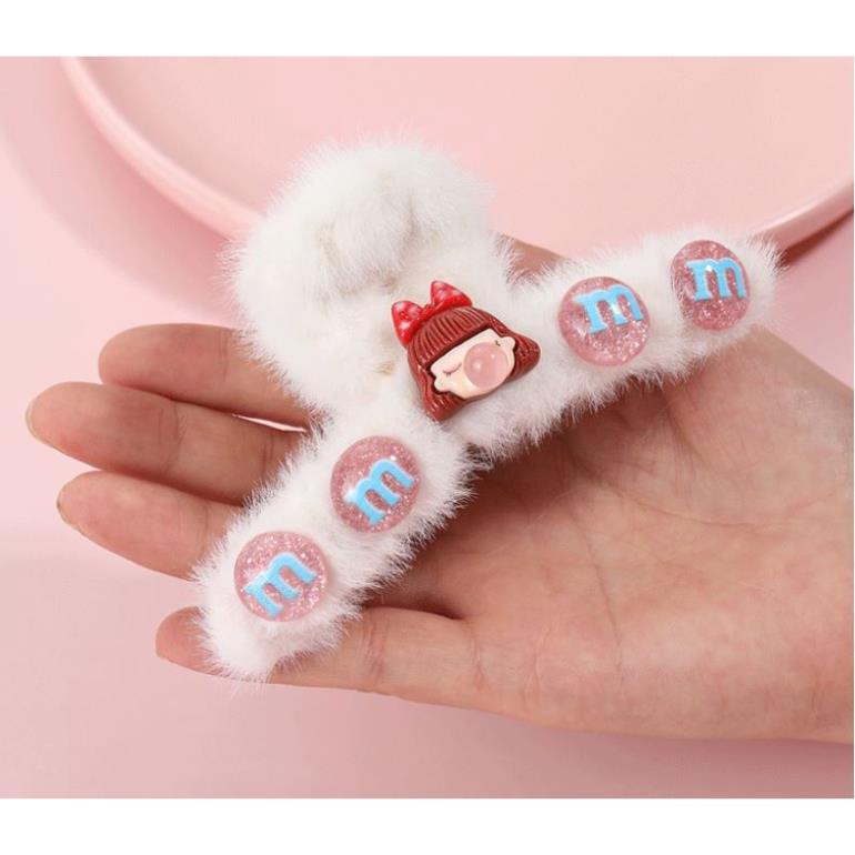 Kẹp tóc càng cua lông mềm nhiều hình ngộ nghĩnh dễ thương cute hạt me thời trang Hàn Quốc, June accessories