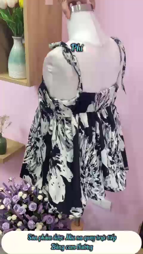 (Sẵn) Áo hai dây thắt nơ Miuna có hoạ tiết hoa, Áo babydoll hai dây phong cách retro | BigBuy360 - bigbuy360.vn