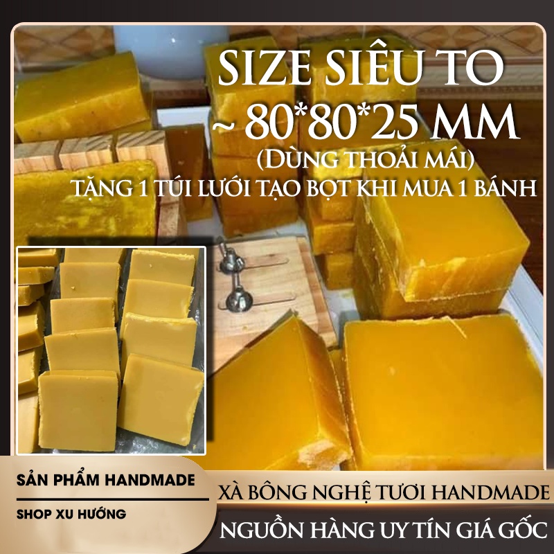 Xà bông nghệ tươi thiên nhiên HANDMADE | Tặng 1 túi lưới tạo bọt