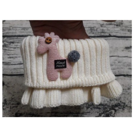 Khăn len quàng cổ đính thú mẫu mới cho bé, Khăn len ống nhúm bèo siêu cute cho bé gái