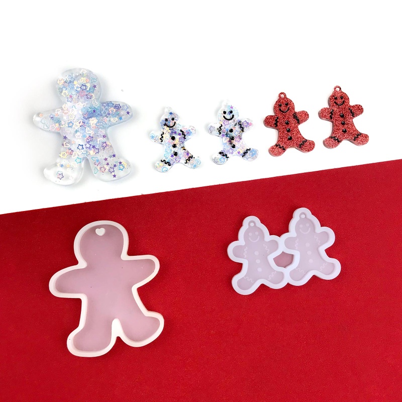 Khuôn Silicone Làm Bông Tai / Móc Khóa Hình Bánh Gừng / Người Đàn Ông Diy