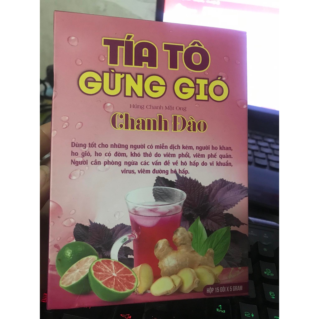 Trà Tía tô gừng gió chanh đào ( hộp 15 gói )