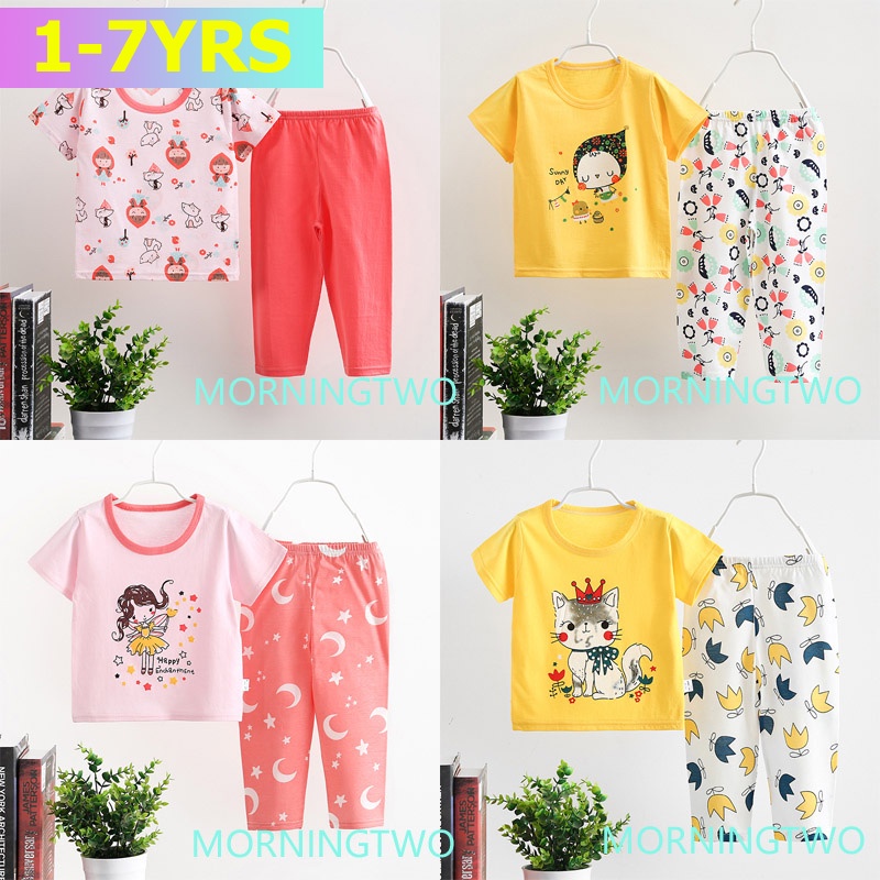 Bộ ÁO Thun NgắN Tay + QuầN DàI Cho Bé GáI (1-6 TuổI)