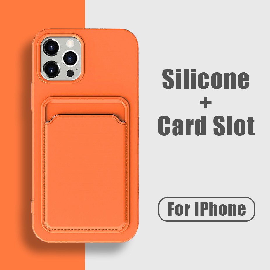 Ốp Điện Thoại Silicone Mềm Chống Sốc Có Ngăn Đựng Thẻ Cho iPhone 14 13 12 11 Pro Max X XR XS Max