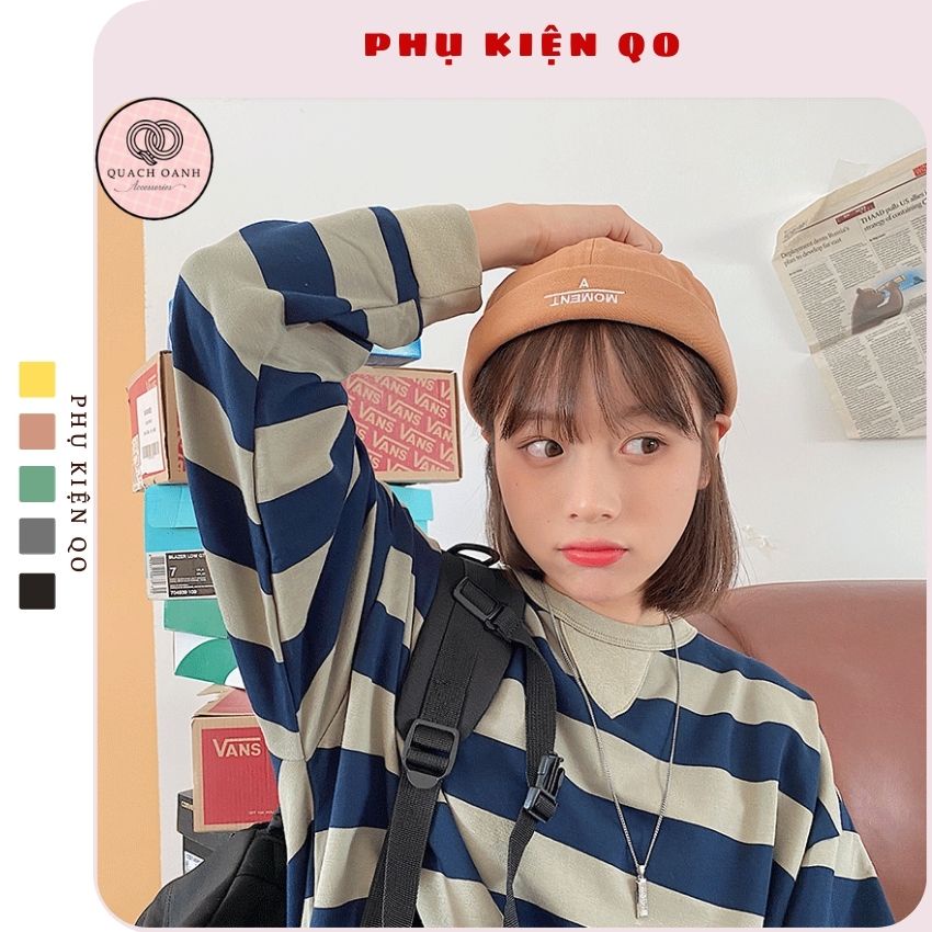 Mũ quả dưa địa chủ beanie không vành chữ A Moment - MU62
