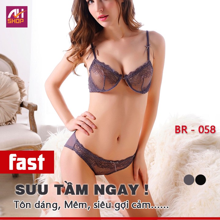 Bộ đồ lót 2 mảnh SIÊU ĐẨY Sexy BR-058 màu GHI XÁM | BigBuy360 - bigbuy360.vn