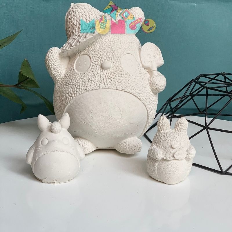 Combo 2 tượng tô màu cao cấp chọn mẫu SIZE M TOTORO MINI, tượng thạch cao MUNDO