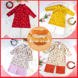Áo dài cách tân cho bé 💥CAO CẤP 💥 áo dài cách tân nhung tăm hoa nhí bé gái size từ 1 đến 7 tuổi siêu xinh