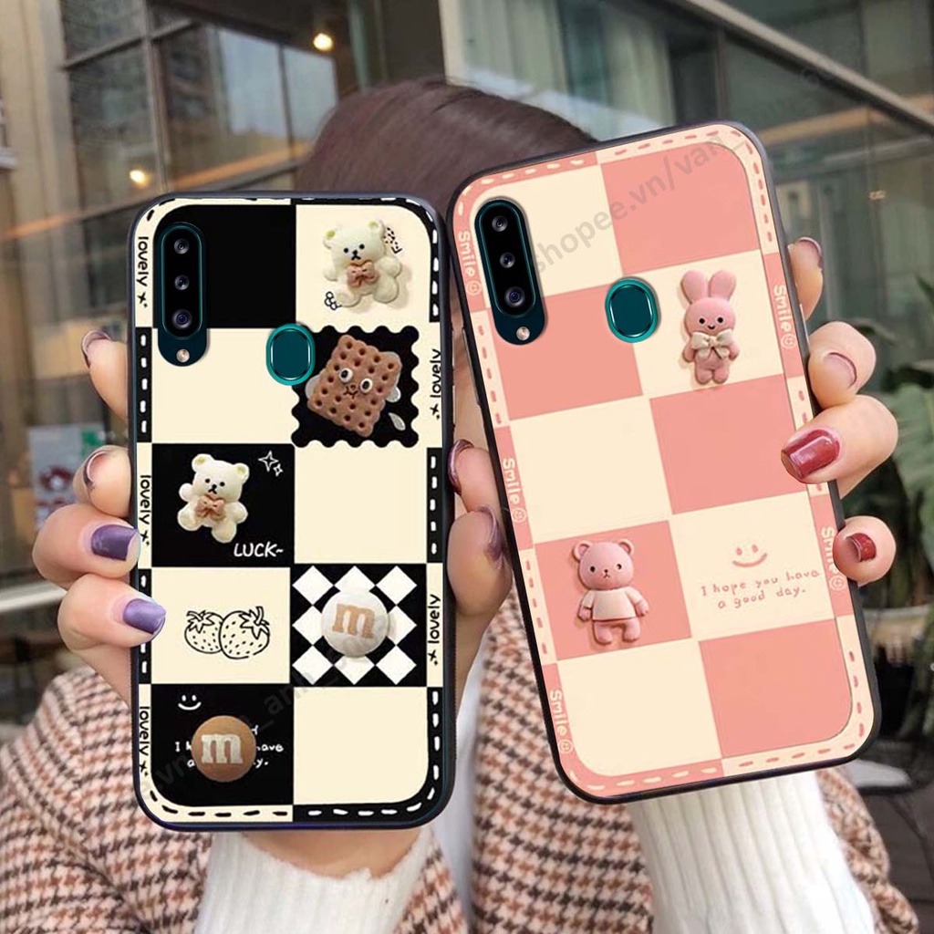 Ốp lưng Samsung A20s hình gấu, kẹo dễ thương cute
