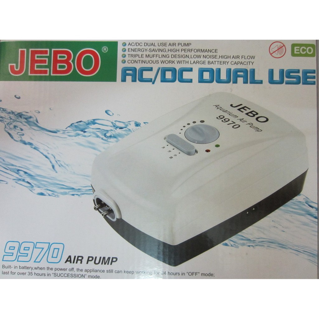 Máy sục khí tích điện 2 vòi chạy êm JEBO 9970