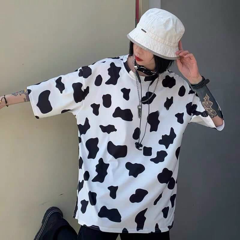 Áo thun bò sữa tay lỡ Unisex nam nữ, form phông rộng chất vải cotton dày mịn mặc freesize phong cách Ulzzang | BigBuy360 - bigbuy360.vn