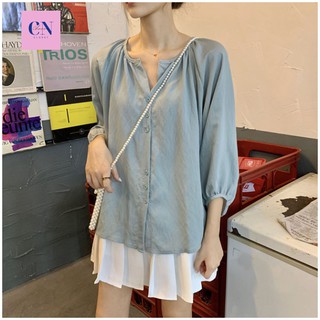 Áo sơ mi nữ cổ Tàu cách điệu kiểu Hàn Quốc nữ tính