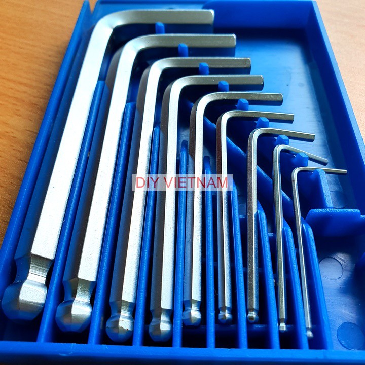 Bộ lục giác đầu bi ngắn Nhật Bản Kouritsu 9 chi tiết 1.5-10mm, Bảo hành 12 tháng