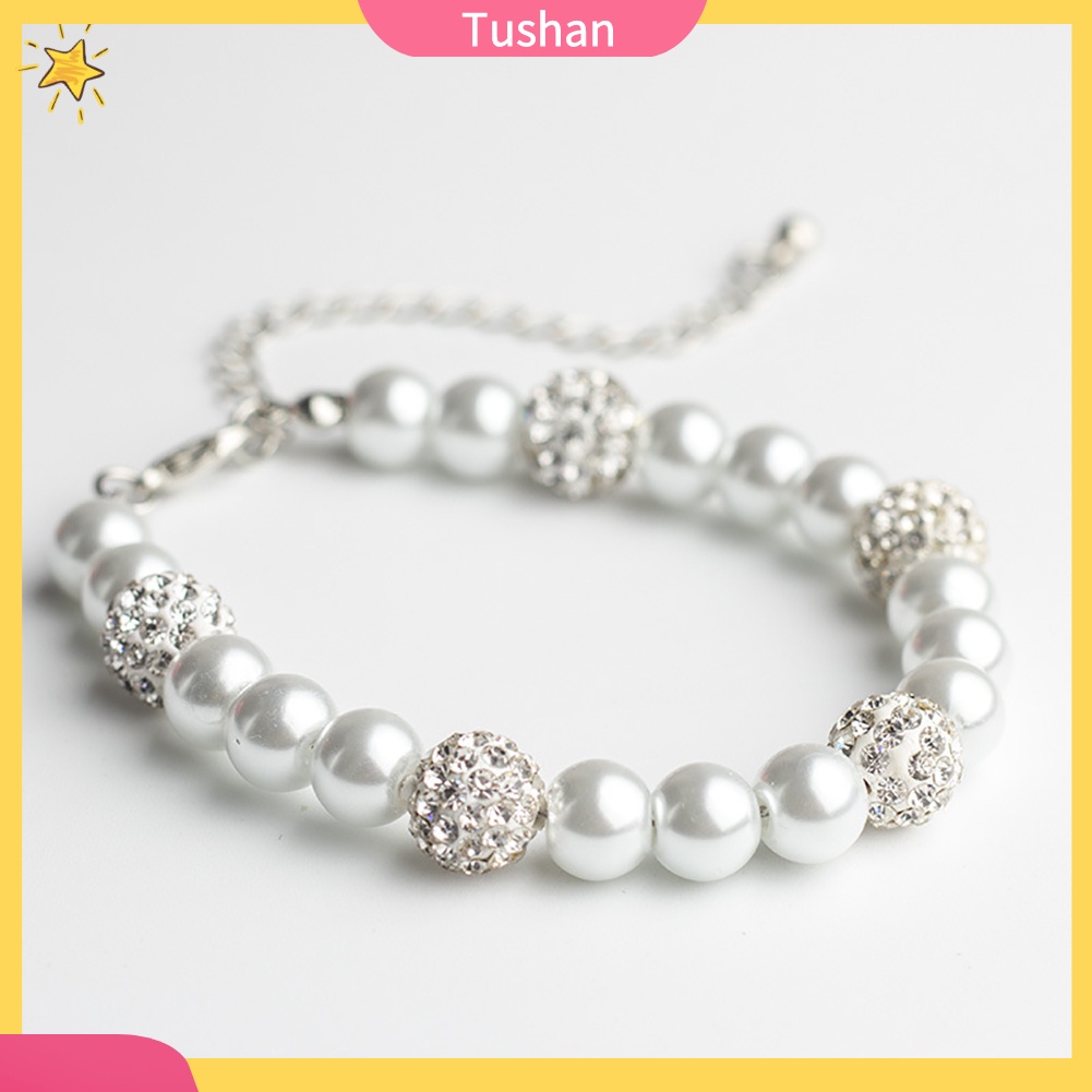 Vòng tay ngọc trai nhân tạo đính đá nữ tính