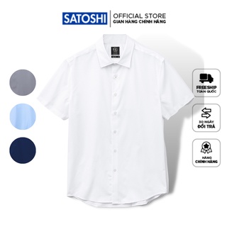 Áo sơ mi nam SASM49 ngắn tay chất cotton from slimfit thoải mái trơn, nhiều màu |SATOSHI|