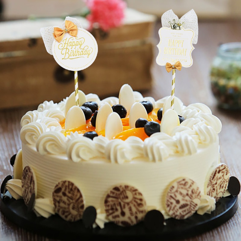 Phụ Kiện Trang Trí Bánh Kem Sinh Nhật Hình Vương Miện Màu Trắng Đen