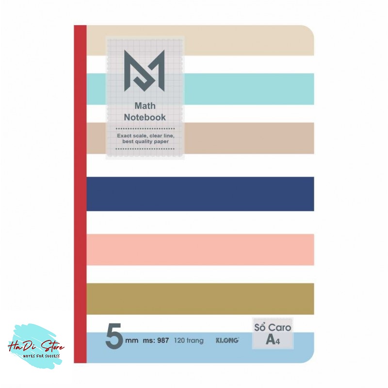 [HADI] KLONG Sổ may Math Notebook CARO size A4 - 120trang (MS:987)