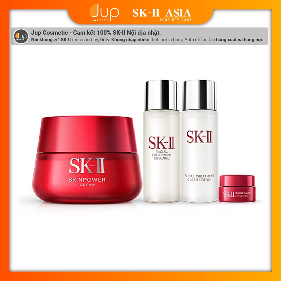 Set kem chống lão hóa kem SK-II Skin Power Cream và Airy milky Lotion tặng kèm 3 sản phẩm mini.