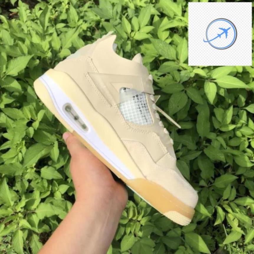 Giày air jordan 4 retro off white kem , Giày sneaker JD4 màu kem siêu hot mới nhất -VS(* 🍢