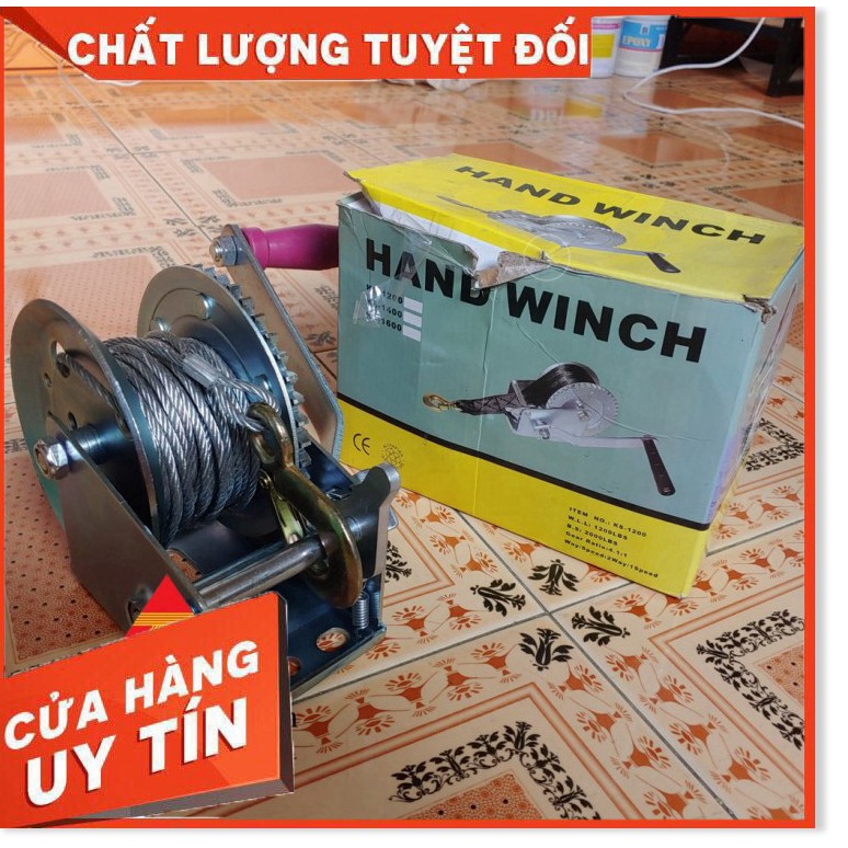 Tời Quay Tay 1200 LBS Tải Trọng 500 Kg Có Cáp Móc 10 Mét Liên Sơn