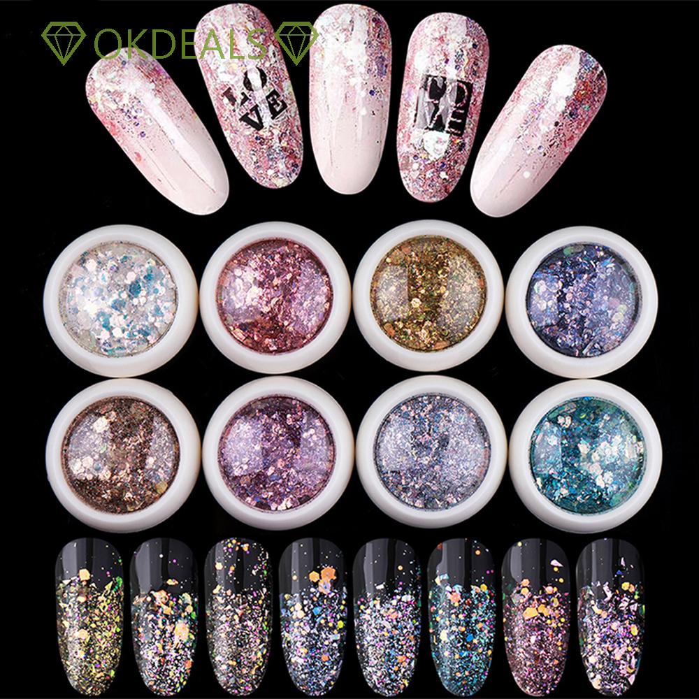 Hộp Phụ Kiện Kim Tuyến Lấp Lánh Trang Trí Móng Hình Lục Giác 3D Mới